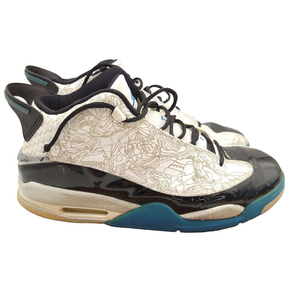 Nike Air Jordan Dub Zero White Mens Size 14 Black Blue Laser Cut 311046-102 2005